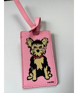 Marc Tetro Pink w Black &amp; Tan Terrier Puppy Dog Faux Leather Luggage Tag... - $9.49