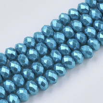 50 Blue Rondelle Beads Glass Crystal Faceted 6x5mm Jewelry Supplies BULK - £3.97 GBP