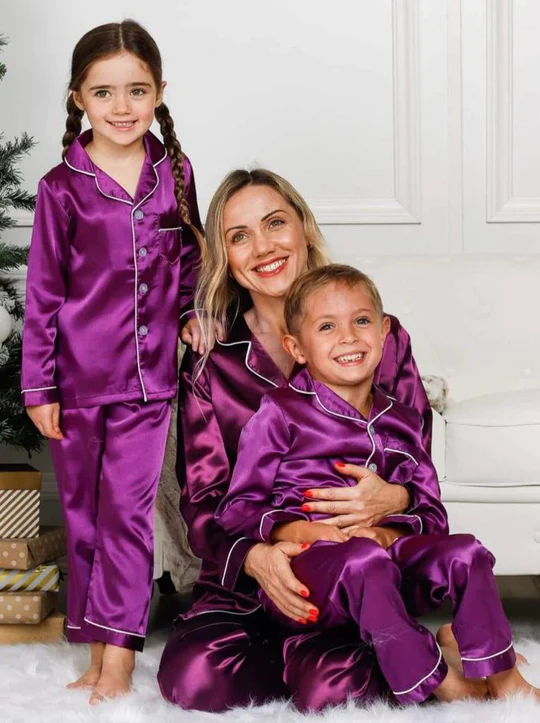 Handmade Silk Pyjamas Set For Women And Kids, Lounge Wear, Sleep Wear - £109.86 GBP