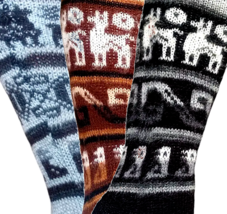 3 pairs of men&#39;s black, grey and brown alpaca socks. Best gift from Bolivia! - £25.06 GBP
