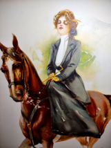 Victorian Art Print Women Rides Horse Original 10X13 Lithograph 1908 Maud Stumm - £23.18 GBP