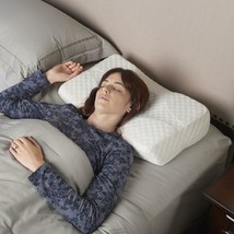 Hammacher Wrinkle Reduce Memory Foam Back Sleep Cooling Bed Pillow Neck Support - £34.24 GBP