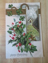 Christmas Postcard Antique Victorian Child with Pinecone and Christmas Tree Bran - £7.98 GBP