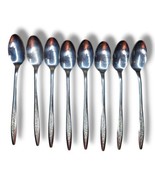 8 Ice Tea Spoons Petal Lane Textured Superior Stainless Steel USA Flatware  - £15.90 GBP