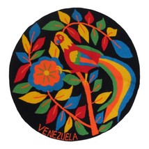 Vintage Venezuela Handmade Colorful Round Hooked Rug Wall Tapestry Boho 70’s - £73.98 GBP