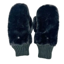 American Eagle Flip Mitten Fingerless Gloves One Size Black Fuzzy EUC - £10.12 GBP