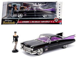 1959 Cadillac Coupe DeVille Black with Catwoman Diecast Figure &quot;DC Comics Bombsh - £47.18 GBP