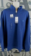 New IZOD Fleece Blend Pullover Sport Flex Men 2XL 1/4 Zip True Blue Stretch $60 - £30.18 GBP
