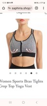 Women Sports Bras Tights Crop Top Yoga Vest Front Zip Plus Size Adjustable Strap - £11.56 GBP