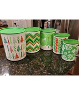 Tupperware One Touch Canisters 5pc Set Jolly Holiday Christmas 2013 Vint... - $1,700.92 MXN