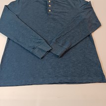 Chaps T-Shirt Men's Size Medium Long Sleeve Henley 3-Button Blue Cotton Blend image 12
