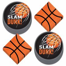 Basketball Party Supplies - Nothin&#39; But Net Slam Dunk Paper Dessert Plat... - £12.02 GBP