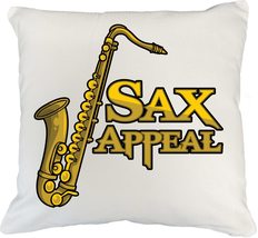 Sax Appeal Funny Witty White Pillow Cover For A Saxophonist, Sax Player,... - £19.62 GBP+