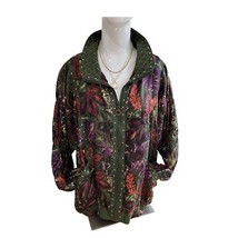 90s Mureli Vtg. Women&#39;s Silk Track Jacket Sz L Removable Shoulder Pads F... - $18.99