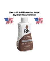 New Rit All Purpose Liquid Dye Dark Brown 8 oz Bottle Cotton Wool Nylon ... - $263.24 MXN