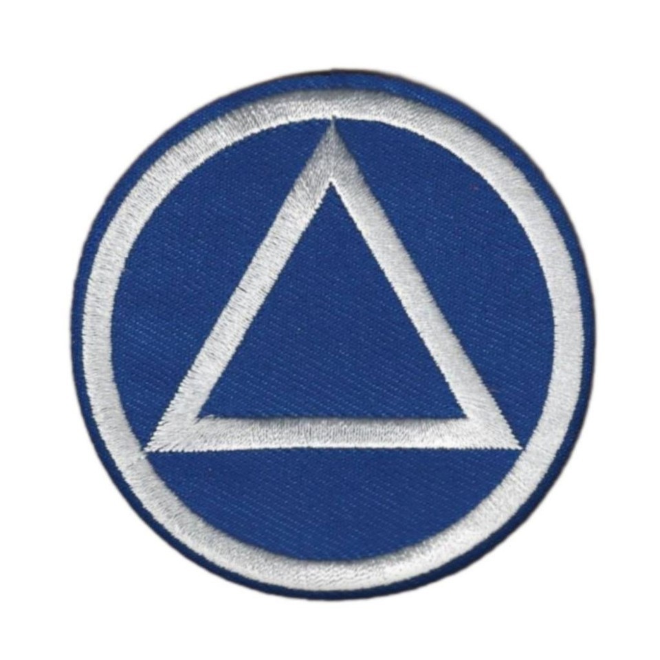 ALCOHOLICS ANONYMOUS IRON ON PATCH 2.75&quot; Blue AA Symbol Sobriety Embroid... - $4.49