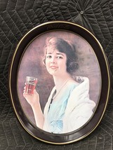 Vintage 1973 Coca Cola Oval Tin Serving Tray Woman Drink Coca Cola - £5.53 GBP