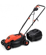 14 Inch Electric Push Lawn Corded Mower with Grass Bag-Red - Color: Red - £145.42 GBP