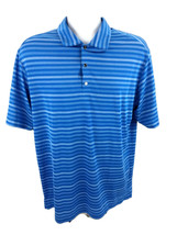 Tiger Woods Nike Dri-Fit Polo Shirt Mens M Blue Stripe Stretch Golf 401421-446 - £15.86 GBP