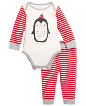 First Impressions Infant Boys Cotton Penguin Bodysuit And Pants Set  0-3 Months - £19.57 GBP