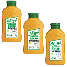Johnny&#39;s Organic Sweet &amp; Hot Mustard 3 x 500 gram Made in Sweden - $52.24