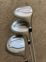 Set 0F 3 Ladies Wilson Ultra Golf Woods 13 5 7 Graphite Shafts Gold Color Rh - $58.70