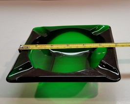 Large 5.75 inch square Vintage Anchor Hocking Forest Green Ashtray - £9.47 GBP