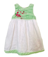 Children&#39;s Place Girls 24M Spring Green &amp; White Linen Embroidered Roses ... - £7.77 GBP