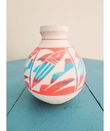 Acevloza Mexico Pottery Vintage Flower Vase Sgraffito Geometric Design S... - $365.82 MXN