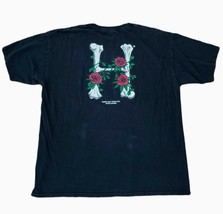 Vintage HUF T-Shirt Big H Logo w/ Roses Black Short Sleeve Men&#39;s Size XL... - $14.80