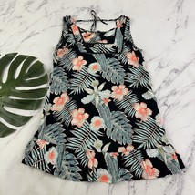 Roxy Womens Tropical Mini Dress Size Xl Black Orange Palms Floral Shift ... - $28.70
