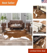 Elegant Faux Cowhide Rug 4.6x5.2ft - Versatile Carpet for Bedroom &amp; Livi... - $54.00