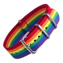 Rainbow Wristband 0.75” Wide LGBTQ Gay Lesbian Pride Adjustable Nylon Bracelet - £5.53 GBP
