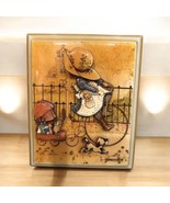 Vtg Starbard Country Kid On Cycle 3D Litho Plaque Wall Hanging 6&quot; Holly ... - £22.12 GBP