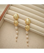 Handmade Baroque Pearl Tassel Drop Earrings in Gold Tone - $36.99