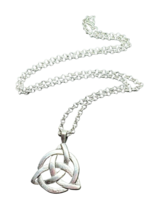 Triquetra Celtic Knot Necklace Pendant Large Trinity Knot on 18&quot; Chain Silver Uk - £5.98 GBP