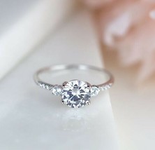 1 CT LC Moissanite 3-Stone Promise Engagement Ring 14k White Gold Plated - £64.96 GBP