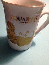 AQUARIUS Zodiac Vintage 24K Gilt Gold Porcelain MUG - Jan 21 to Feb 19 - £15.98 GBP