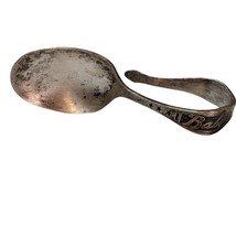 Vintage IMPERIAL Silver Plate Curved Bent  Handle Embossed BABY Spoon 3.5&quot;L - £11.19 GBP