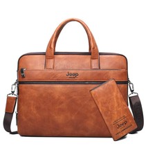 JEEP BULUO Brand Man&#39;s Business Briefcase Bag 2pcs/set Split Leather Shoulder Ba - £78.05 GBP