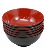 Asian Red Black Melamine Ramen Udon Pho Gourmet Soup Bowls Pack Of 6 Set... - £35.85 GBP