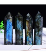 Natural Labradorite Healing Obelisk Crystal Wands Reiki Tower Point Deco... - $31.99