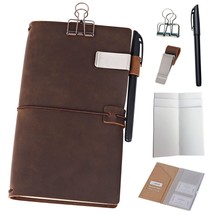 Refillable Leather Journal Travelers Notebook - 8.5 X 4.5 Travel Dia... - £54.34 GBP