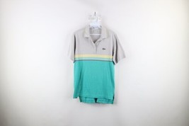 Vintage 80s Izod Lacoste Mens Medium Faded Croc Logo Rainbow Striped Polo Shirt - £38.66 GBP