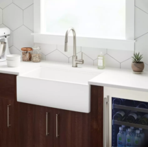 New White 30&quot; Mitzy Fireclay Reversible Farmhouse Sink Smooth Apron by S... - $499.95
