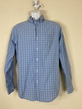 Croft &amp; Barrow Men Size S Blue Check Button Up Shirt Long Sleeve Easy Care - $7.02
