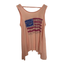 Jessica Simpson Girls Tank Top Pink Sleeveless Scoop Neck USA Flag L New - £12.13 GBP