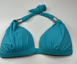 Venus NWT women’s blue padded 32DD ruched halter bikini top T1 - £11.58 GBP