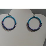 Big Beautiful Blue/Purple Wrapped Hoop Earrings W/Crystal &amp; Hook Closure - $23.33 CAD