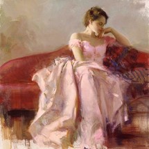 Pino &quot;Evening&quot; Pink Gown Embellished Giclee stretched Canvas HS/# COA size 30x30 - £2,768.97 GBP